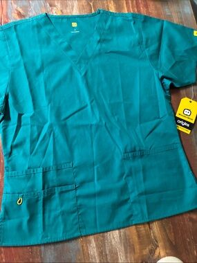 WonderWink Teal V-Neck Scrub Top Women’s Large